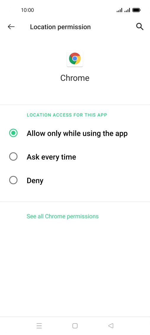 Press the required setting.