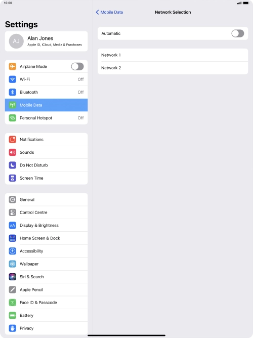 If you turn off the function, press the required network.