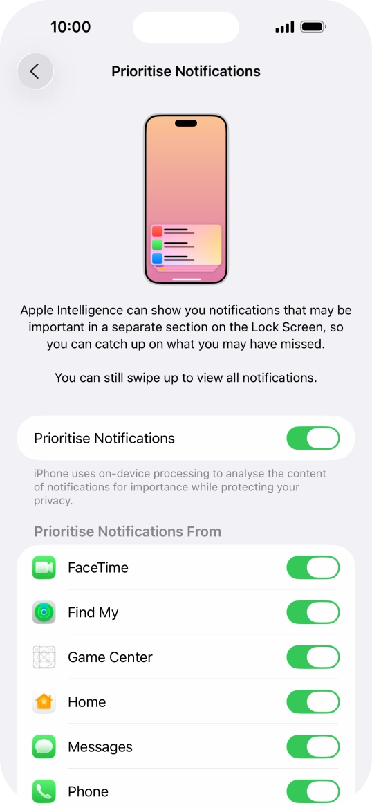 Press the indicator next to 
