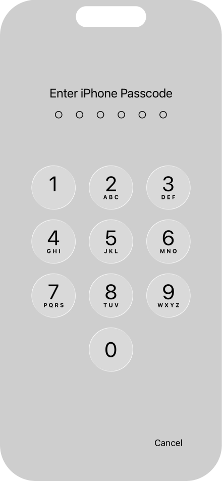 Use the phone lock code you created.