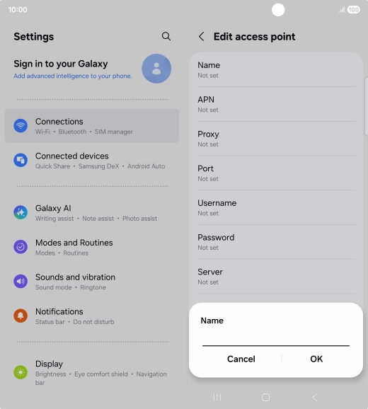Key in EE Internet and press OK.