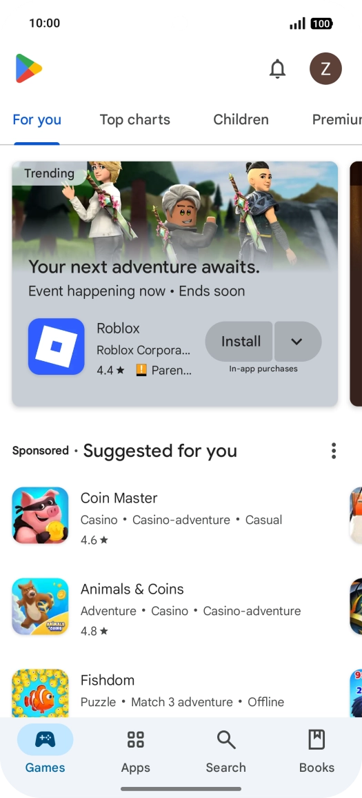 Press the profile icon.