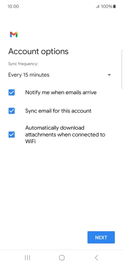 If this screen is displayed, you email account has been recognised and set up automatically. Follow the instructions on the screen to key in more information and finish setting up your phone.
