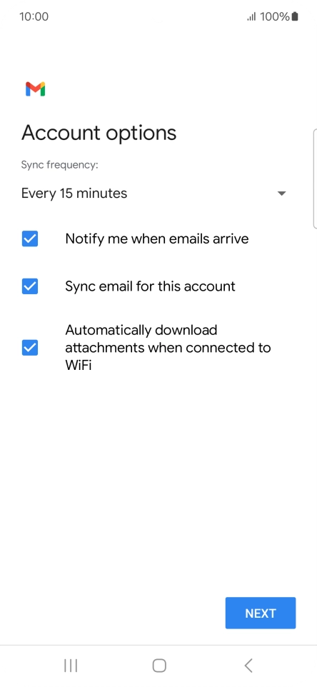 If this screen is displayed, you email account has been recognised and set up automatically. Follow the instructions on the screen to key in more information and finish setting up your phone.