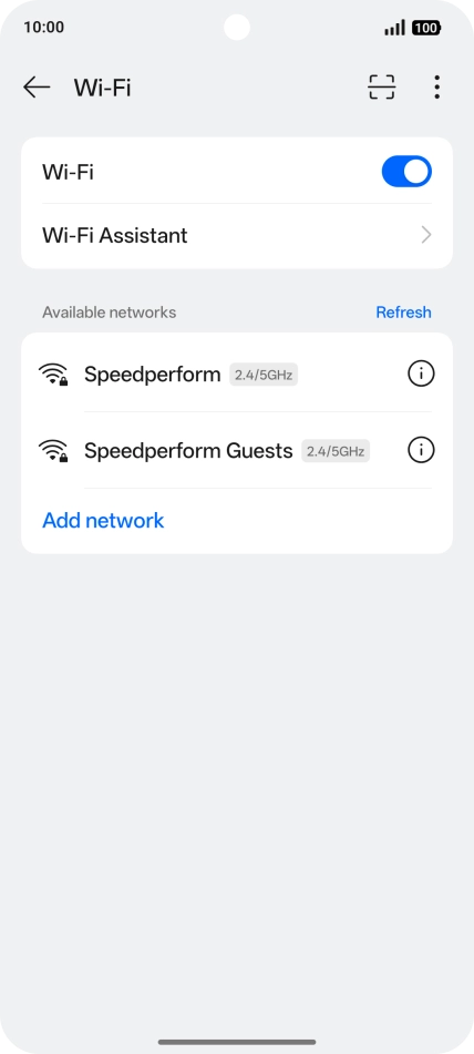 Press the required Wi-Fi network.