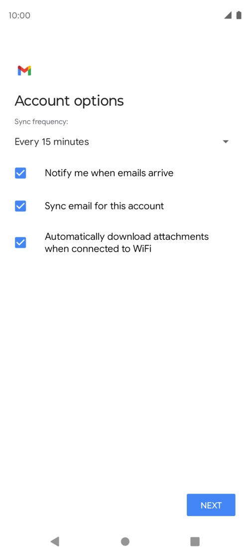 If this screen is displayed, you email account has been recognised and set up automatically. Follow the instructions on the screen to key in more information and finish setting up your phone.