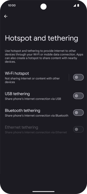 Press Wi-Fi hotspot.