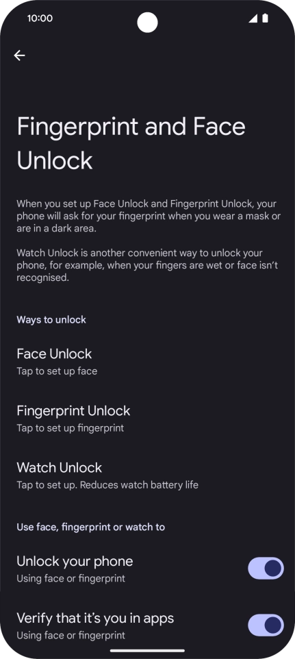 Press Fingerprint Unlock.