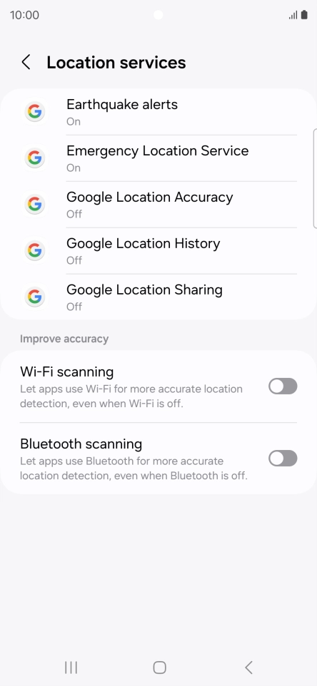 Press Google Location Accuracy.