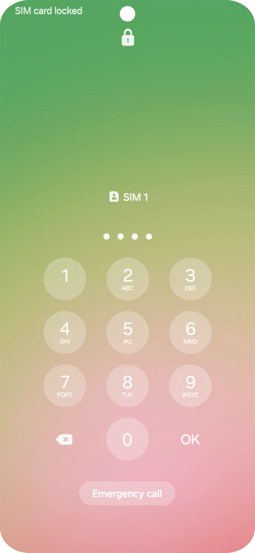 If your SIM is locked, key in your PIN and press OK. The default PIN is 1111.