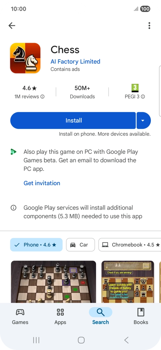 Press Install and follow the instructions on the screen to install the app.