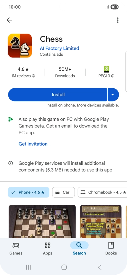 Press Install and follow the instructions on the screen to install the app.