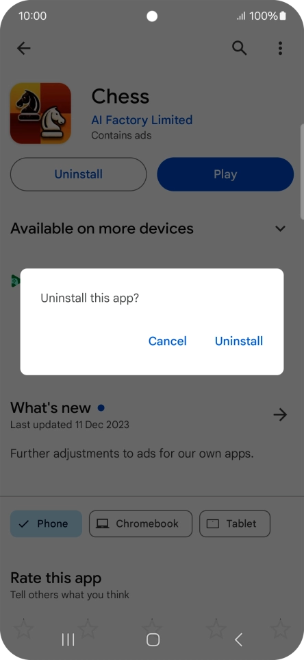 Press Uninstall.