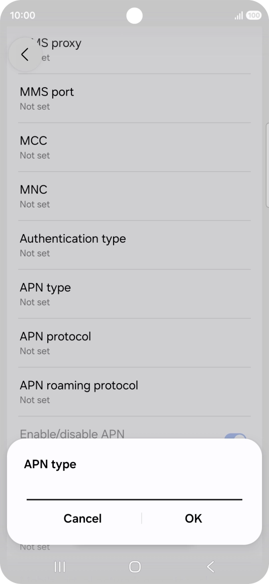 Key in default and press OK.