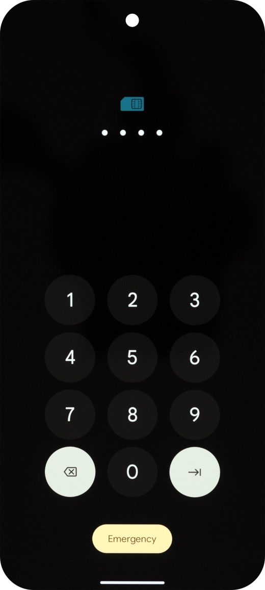 If your SIM is locked, key in your PIN and press arrow right. The default PIN is 1111.