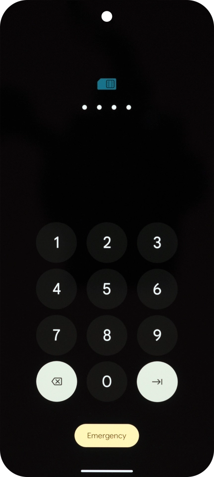 If your SIM is locked, key in your PIN and press arrow right. The default PIN is 1111.
