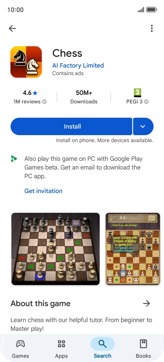 Press Install and follow the instructions on the screen to install the app.