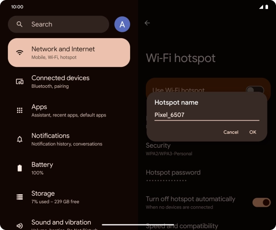 Key in the required Wi-Fi hotspot name and press OK.