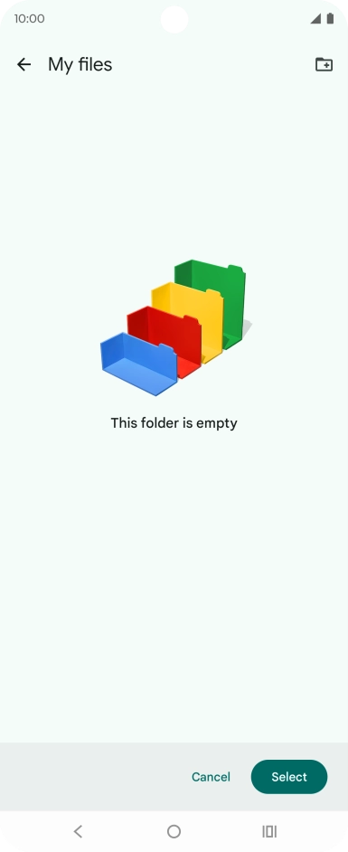 To create a new folder, press the new folder icon and follow the instructions on the screen to create a new folder.