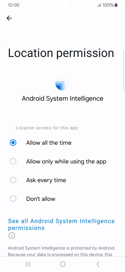 Press the required setting.