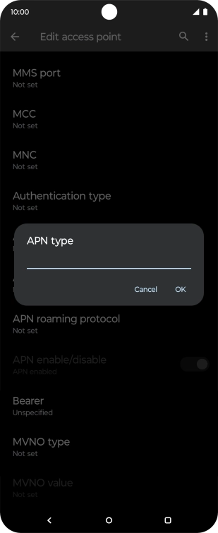 Key in default and press OK.
