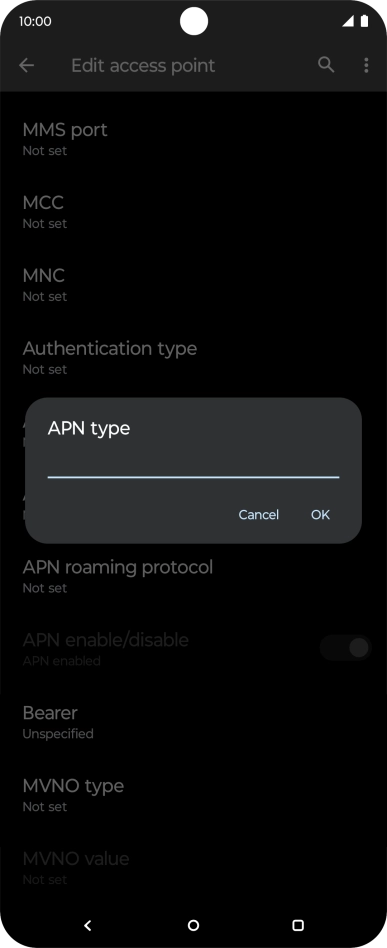 Key in default and press OK.