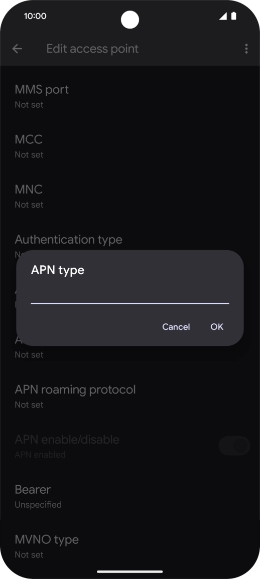 Key in default and press OK.