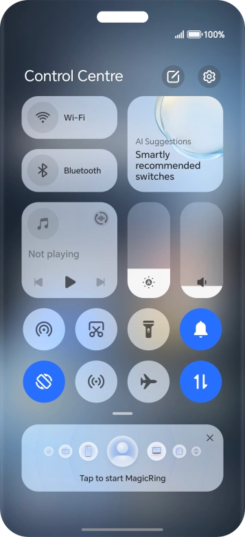 Press the mobile data icon to turn the function on or off.