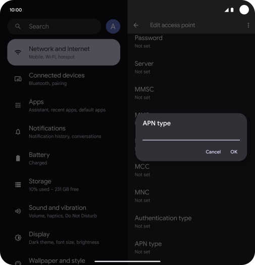 Key in default and press OK.