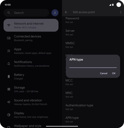Key in default and press OK.