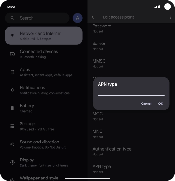 Key in default and press OK.
