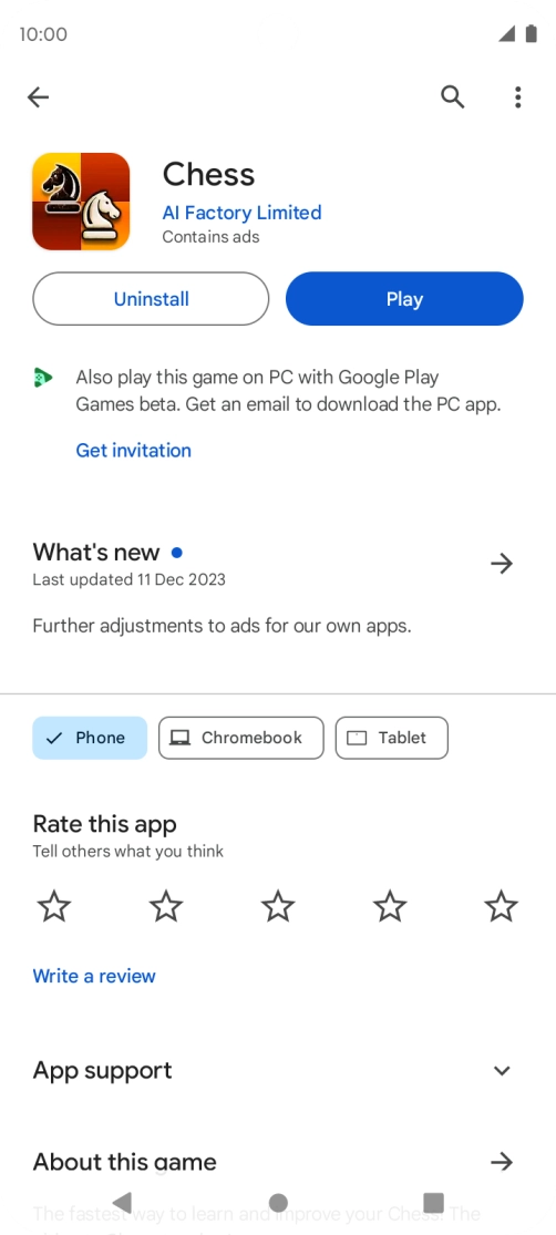 Press Uninstall.