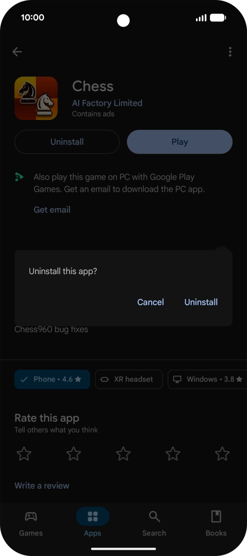 Press Uninstall.