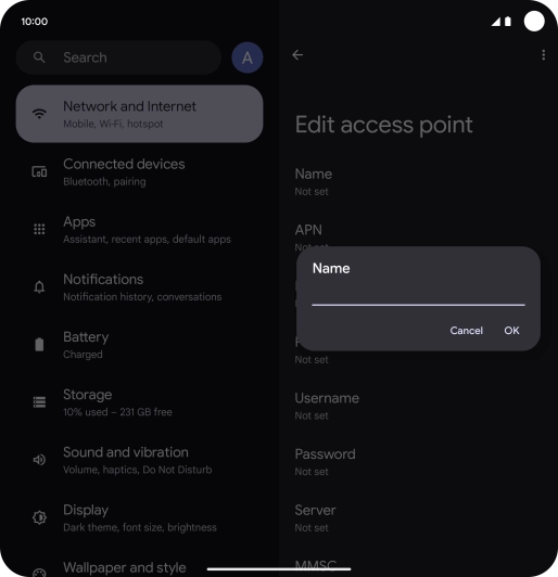Key in EE Internet and press OK.