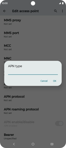 Key in default and press OK.