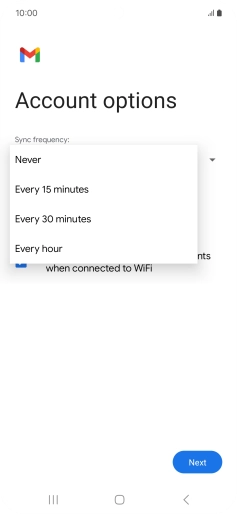Press the required setting.