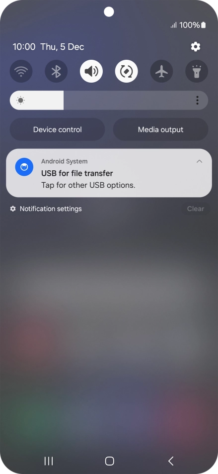 Press Tap for other USB options..