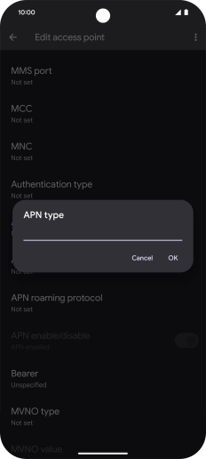 Key in default and press OK.