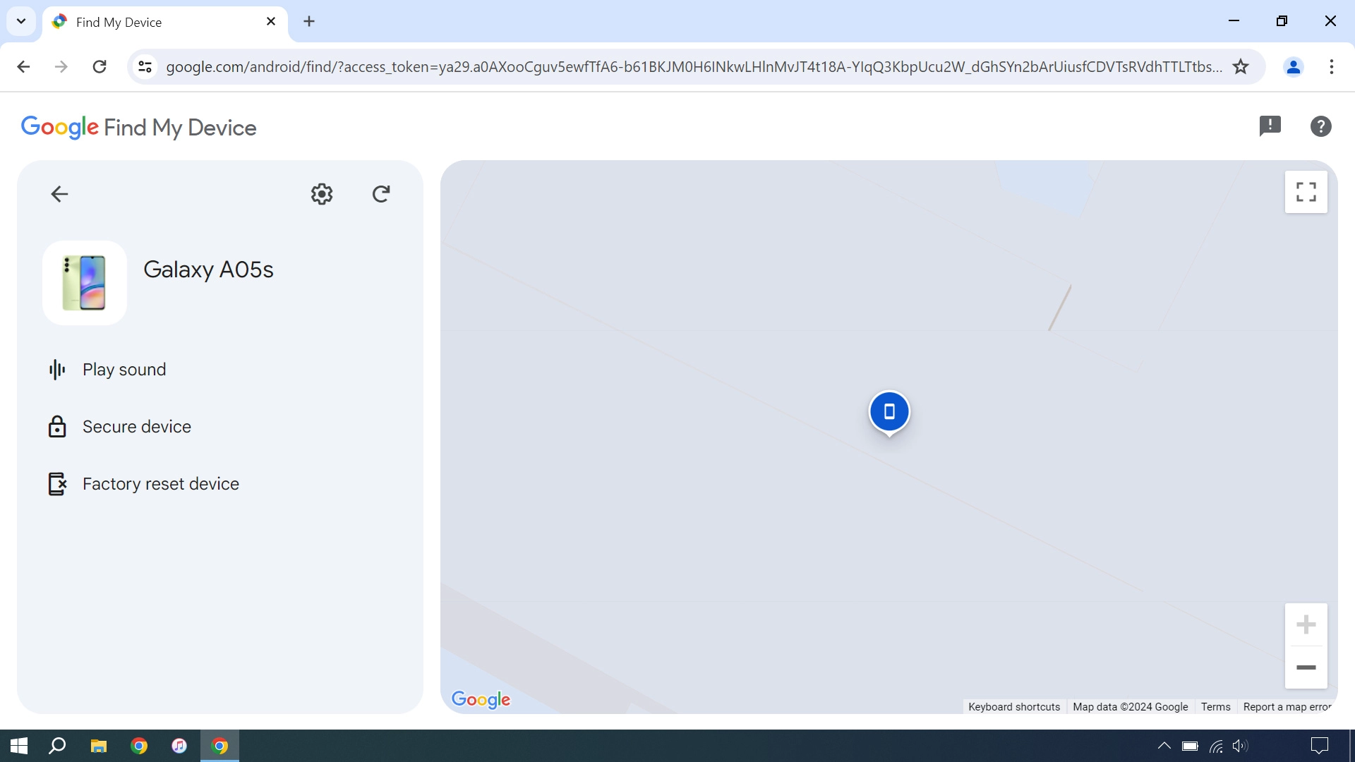 Your phone's latest position is displayed on the map.