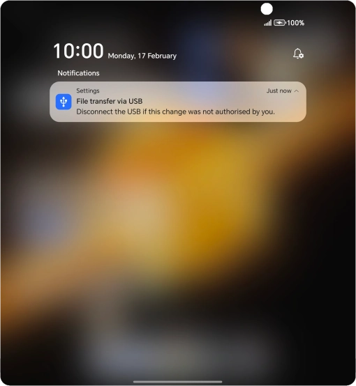 Press the USB icon.