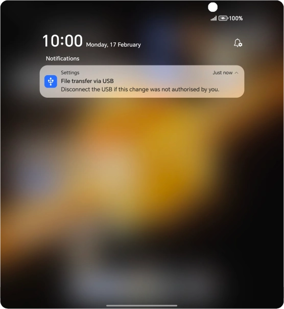 Press the USB icon.