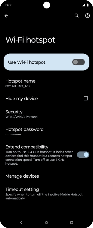 Press Hotspot name.