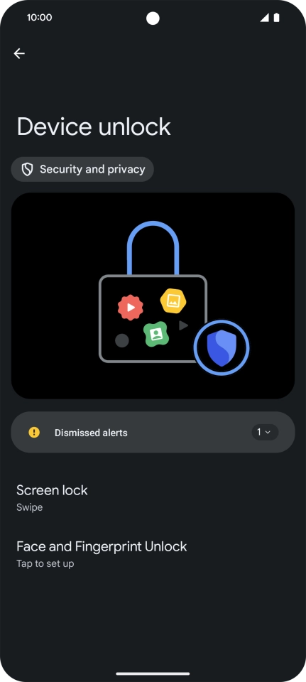 Press Face and Fingerprint Unlock.