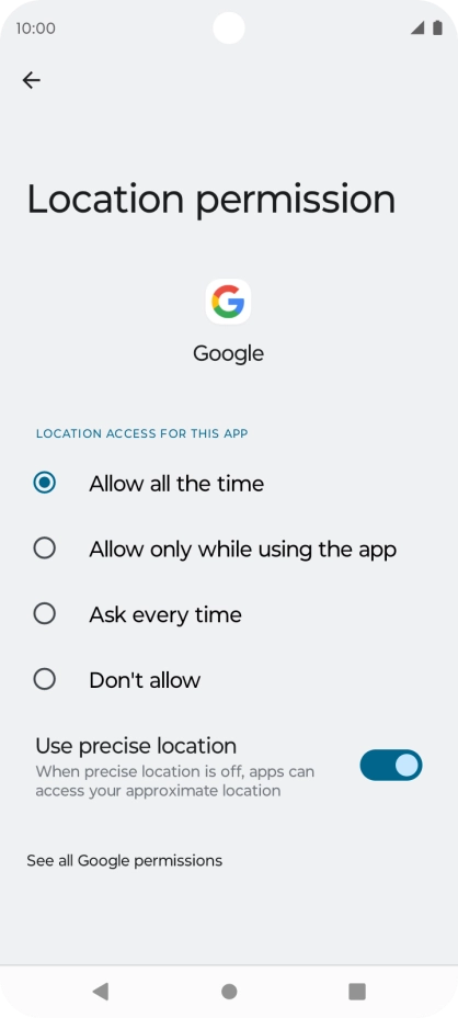 Press the required setting to turn the function on or off.