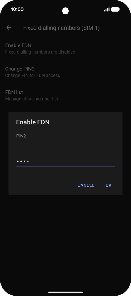 Key in your PIN2 and press OK. The default PIN2 is 0000.