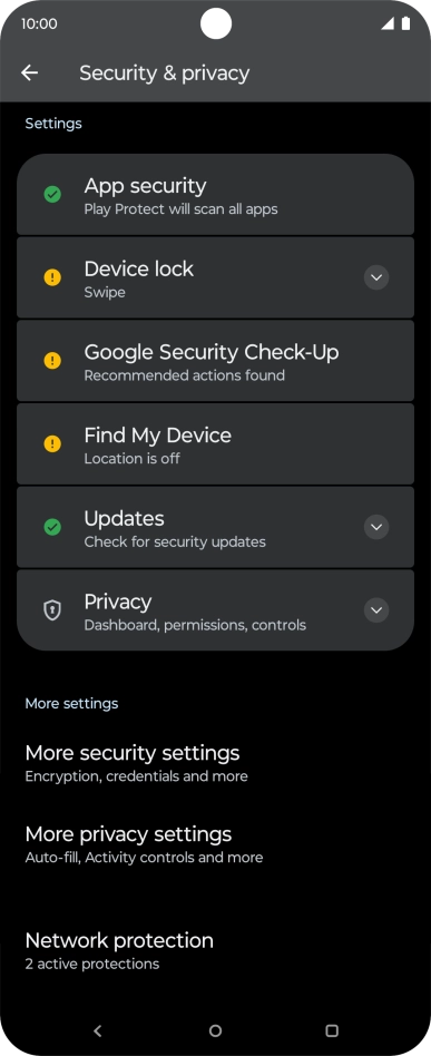 Press More security settings.