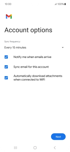 If this screen is displayed, you email account has been recognised and set up automatically. Follow the instructions on the screen to key in more information and finish setting up your phone.