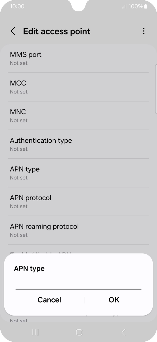 Key in default and press OK.