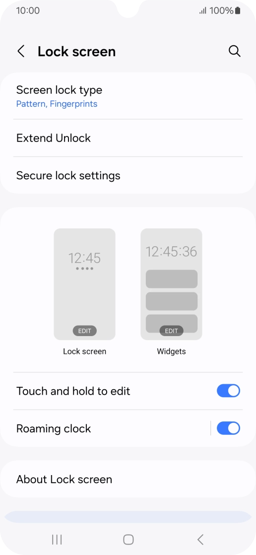 Press Screen lock type and key in the additional phone lock code you created earlier.