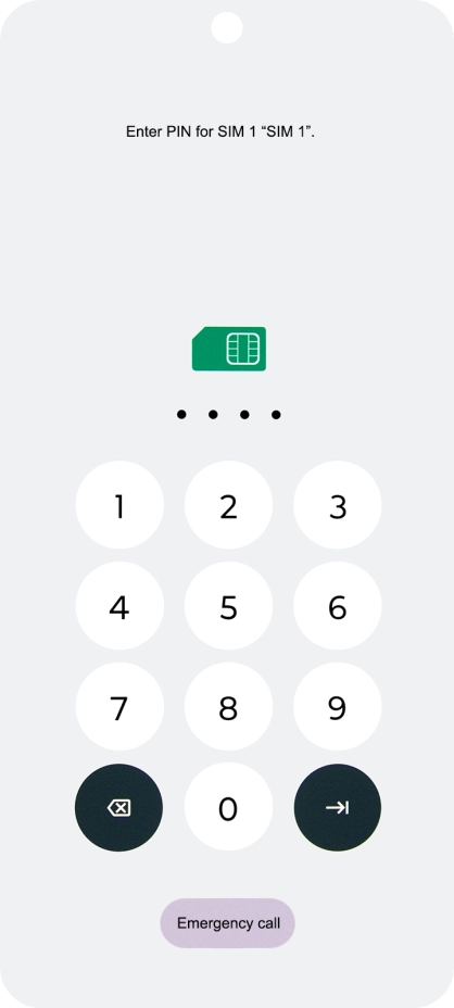 If your SIM is locked, key in your PIN and press arrow right. The default PIN is 1111.